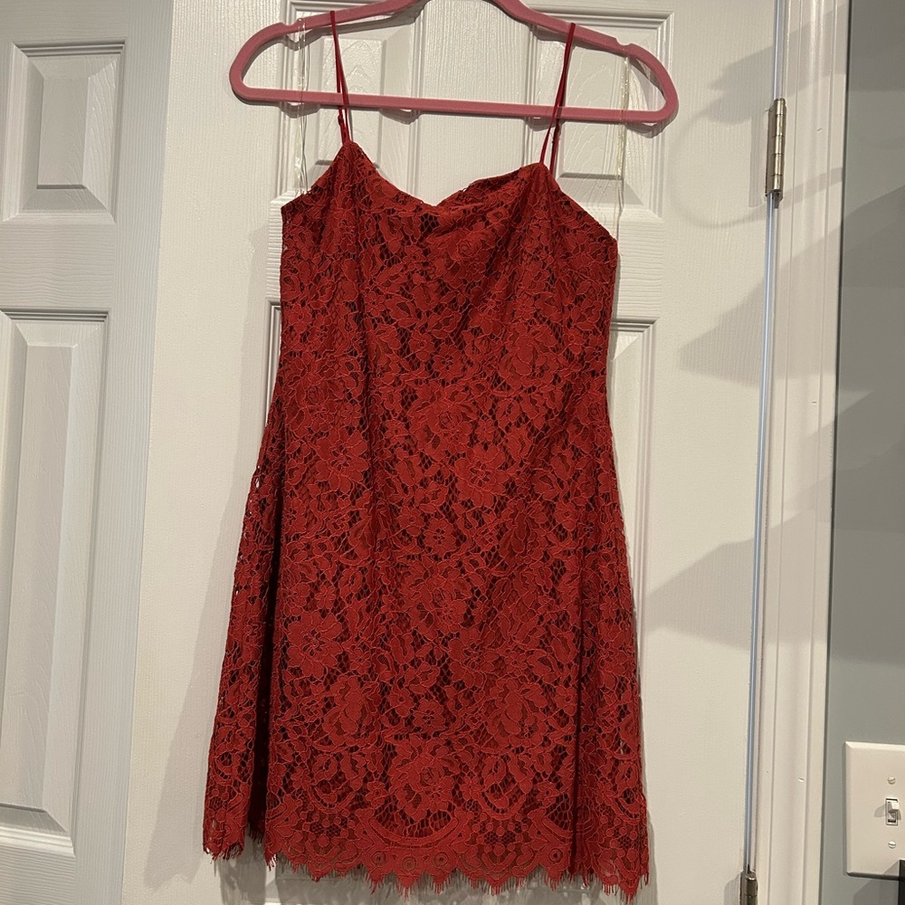 Elegant Rust Lace Dress Francesca’s Collection